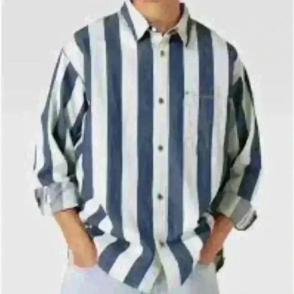Levis SilverTab Oversized One Pocket Striped Denim Shirt XL NWT - Picture 7 of 7